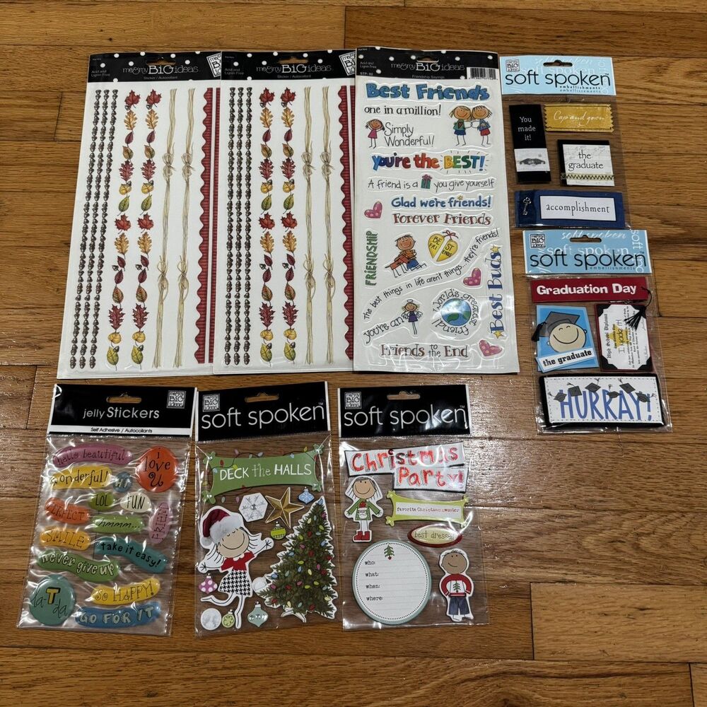 NEW Vintage Me & My BIG Ideas MAMBI Scrapbook Stickers Mixed Lot 8 soft spoken